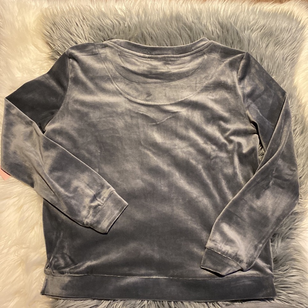 Juicy Couture Medium tracksuit jogging suit with pants and shirt Grey Velour NWT - Picture 5 of 6